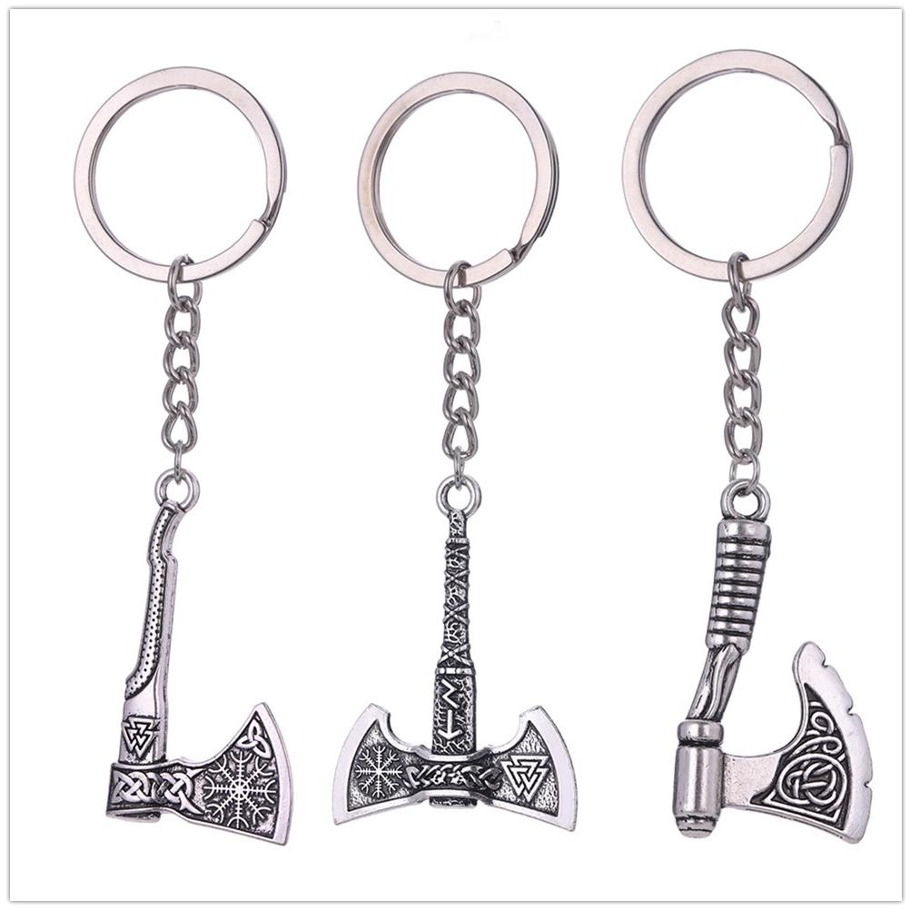 Dreamtimes Viking Axe Pendant Keychain Stainless Steel Men's Celtic Rune Vintage Protector Jewelry Gift Wholesale