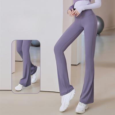 Women Flare Leggings High Waist Breathable Wide Leg Pants Gym Sports Slim Flared Tight Dance Pants