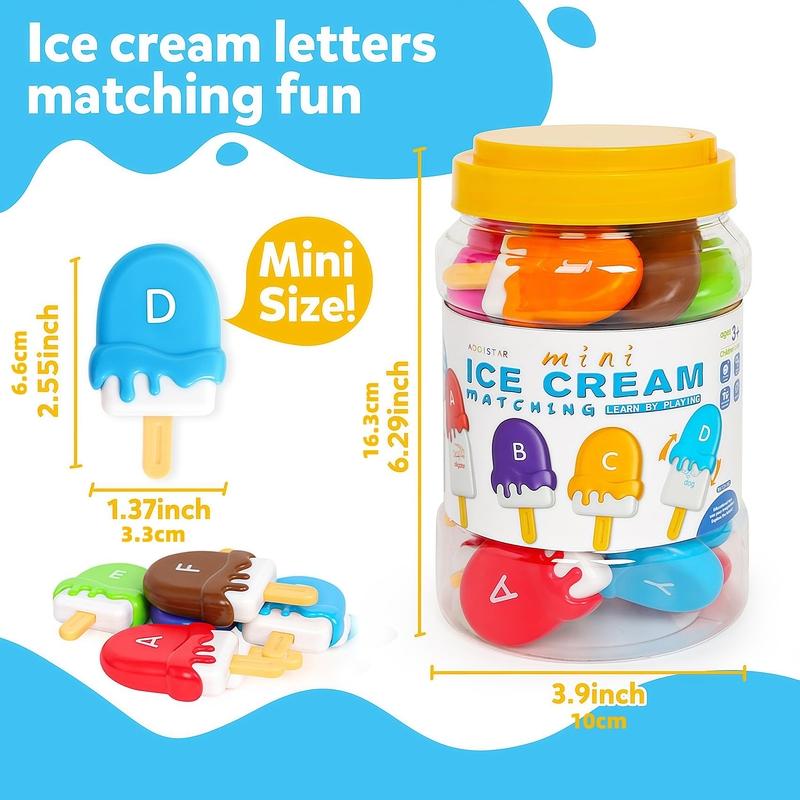 Letters Matching Ice Cream Alphabet Learning Toys,Counting Animals and Color Sorting Set Preschool Learning Activities Toys