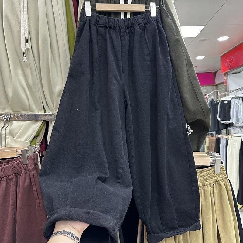 

Plus Size Japanese Style Casual Wide-Leg Pants for Women - Slimming, Versatile, Nine-Tenth Length XL for 125-140 jin