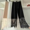 Leggings Hanfu Corti 7/10 da Donna in Pizzo e Pile - Strato Interno Caldo Stagionale Anti-esposizione