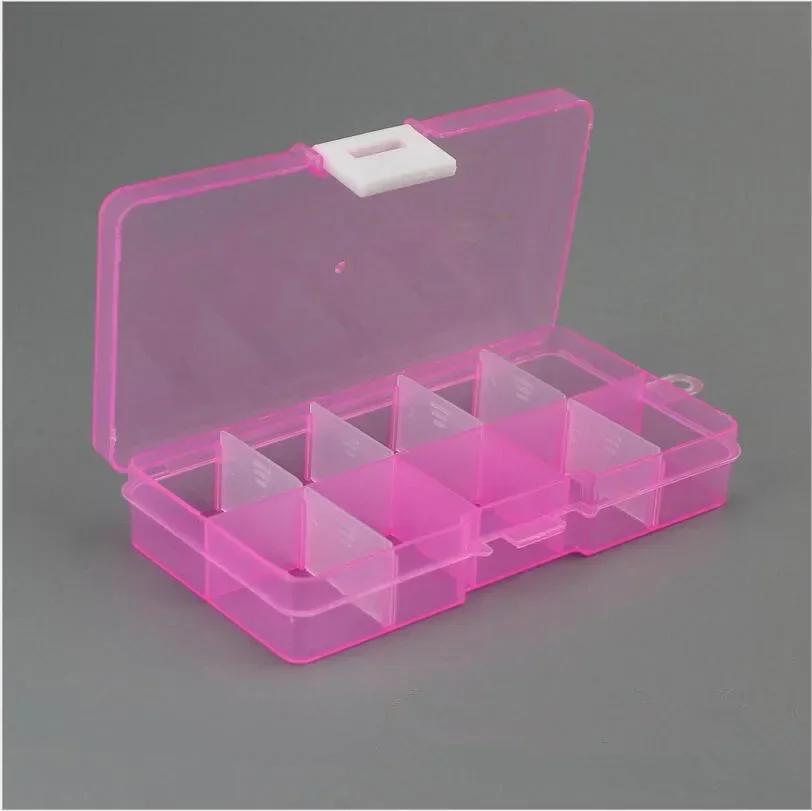 10 Grid Adjustable Organizer for Jewelry Compartments Plastic Transparent Jewel Bead Earring Case Cover Box Storage Container