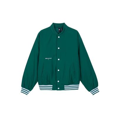 Giacca Casual in Cotone a Righe con Collo da Baseball da Uomo Top Verde Foresta Bianco IZ1601
