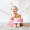 HGFC First Birthday Hat for Baby Girls - Glitter Hat with Pink Pom Topper, Cake Smash Photo Prop for 1st Birthday