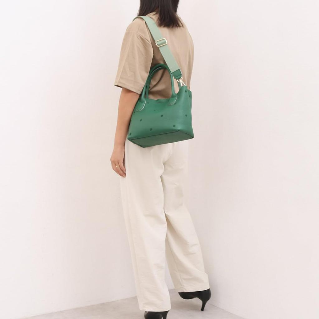 Cowhide Dot Embroidery 2-Way Tote Bag S