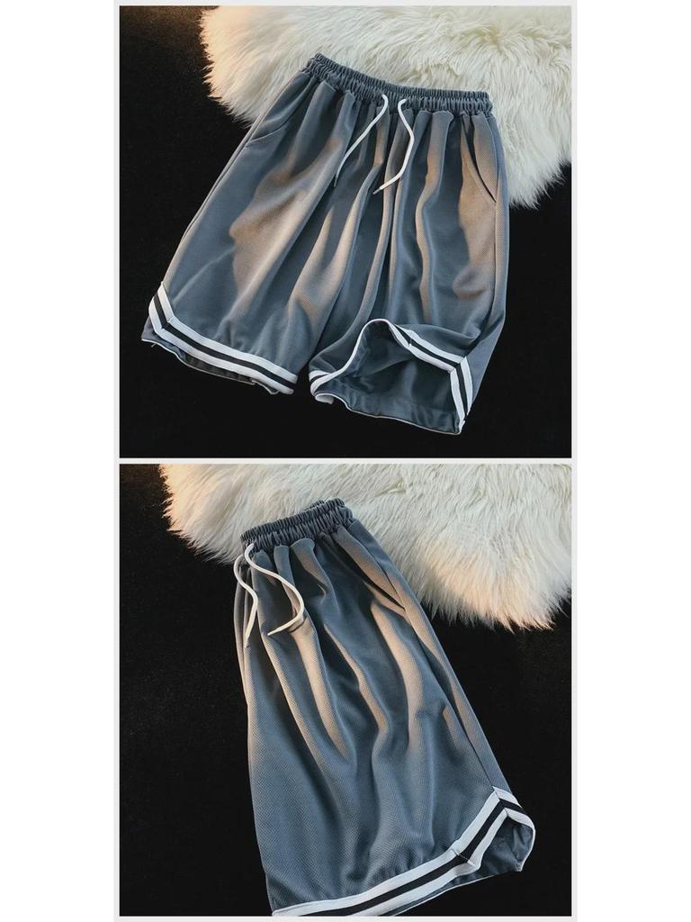 Men's Korean Harajuku Style Casual Loose Beach Shorts - Trendy Split Wide-Leg Mid-Length Pants