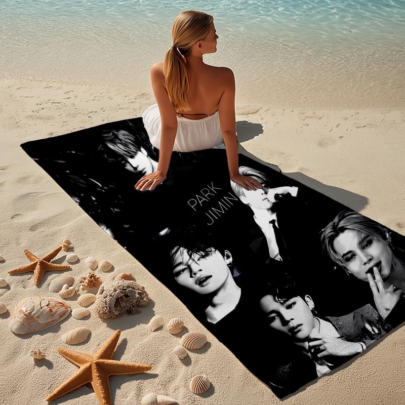 proof beach towel with a Jin singer2 pattern - soft,absorbent,quick-drying,machine washable - perfect for swimming,camping,bathing