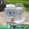 Transparent Outdoor Camping Water Bucket with Faucet and Lid - Food Grade Square Storage Container for Drinking Water