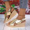 Summer Plus Size Sandals Women's New Open Toe Wedge Heel Thick Soled Sandals Fashionable European and American Beach Sandals