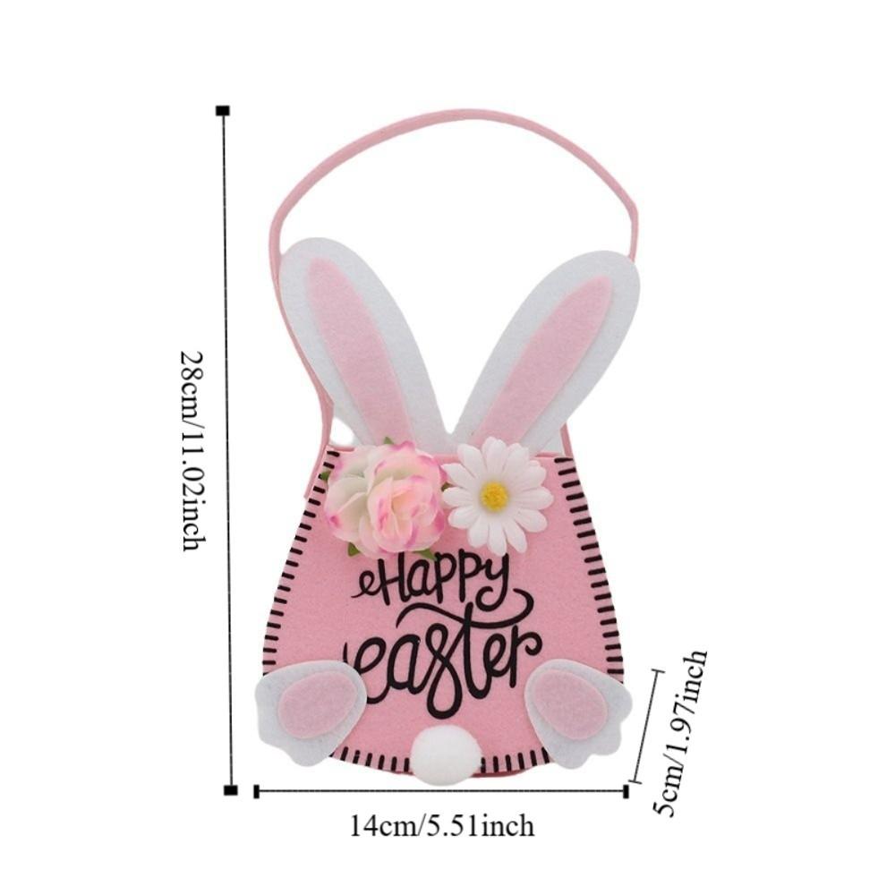 Rabbit Ear Easter Tote Bag Flowers Decoration Gift Bag Creative Easter Basket Family Party