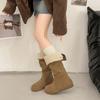 Retro boots children's 2025 autumn and winter new inner height increase single boots tall Merad western flat-bottomed stacking boots