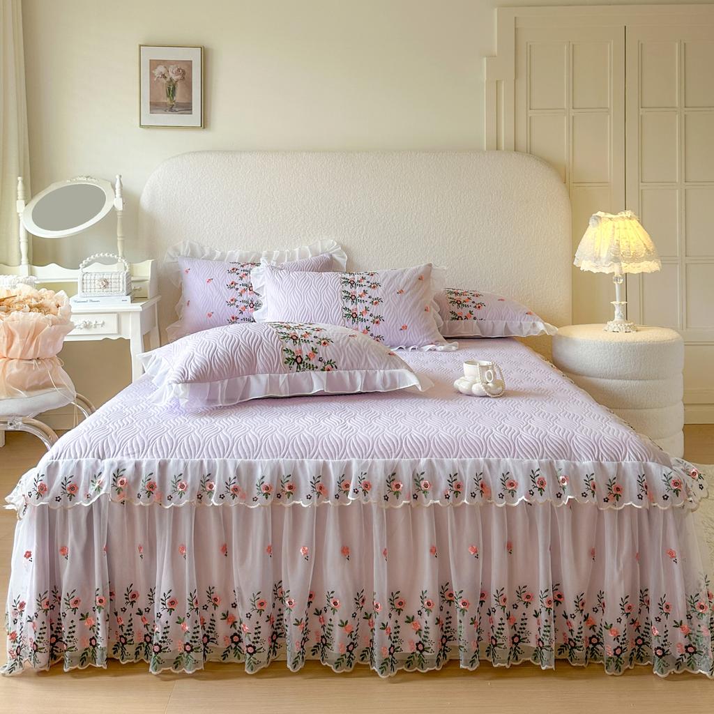 2026 New Pure Color Clip Cotton Bed Dress Single Piece Scarf Single Bed Cover Four Seasons Universal Bed Cover Skirt Side Bed Apron