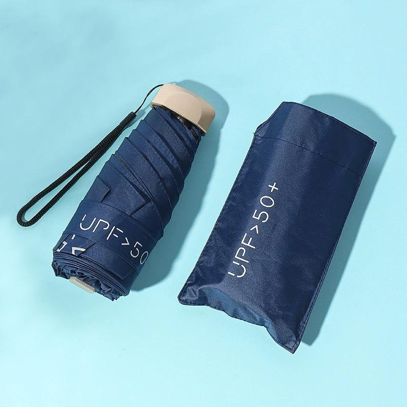 New Macaron Color Five-Fold Ultra-Light Sun Protection Compact Mini Umbrella with Buckle Handle