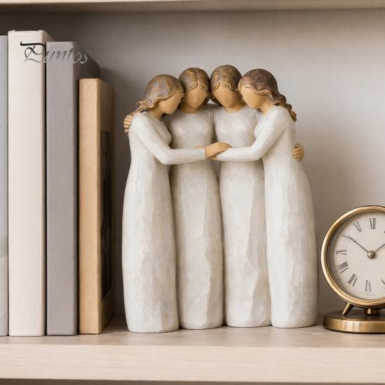 Sentimentalna Pamiątka Siostrzeństwa Figurka Przyjaźni Czterech Kobiet Dekoracja, Statuetka Prezent dla Przyjaciół, Sióstr Ciepła Dekoracja Domu Salon i Mam, Bez Twarzy