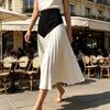 Lightweight Cotton Blend Aline Skirt With Color Blocking For Urban Office Wear
