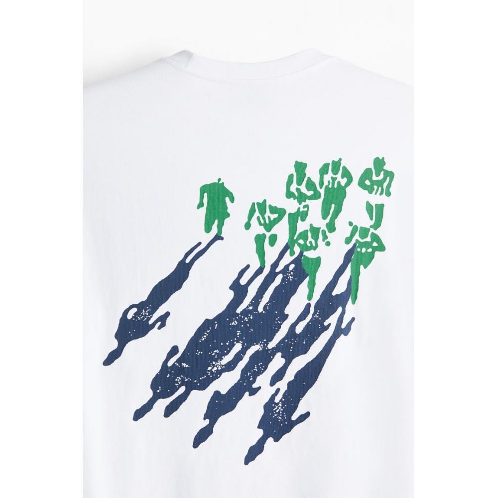 H M Loose FiT PrinTed T sHirT wHiTe Cologne