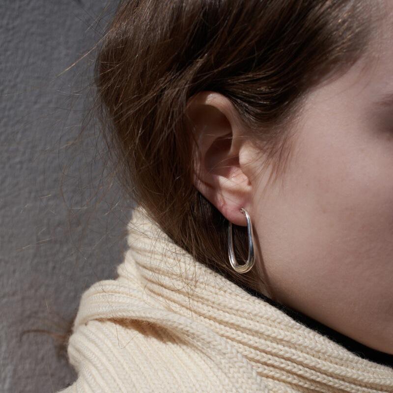 Premium Temperament Irregular Texture Plain Ring S925 Silver Needle Ear Buckle Earrings Niche Daily Commuting Must Enter Earrings Women