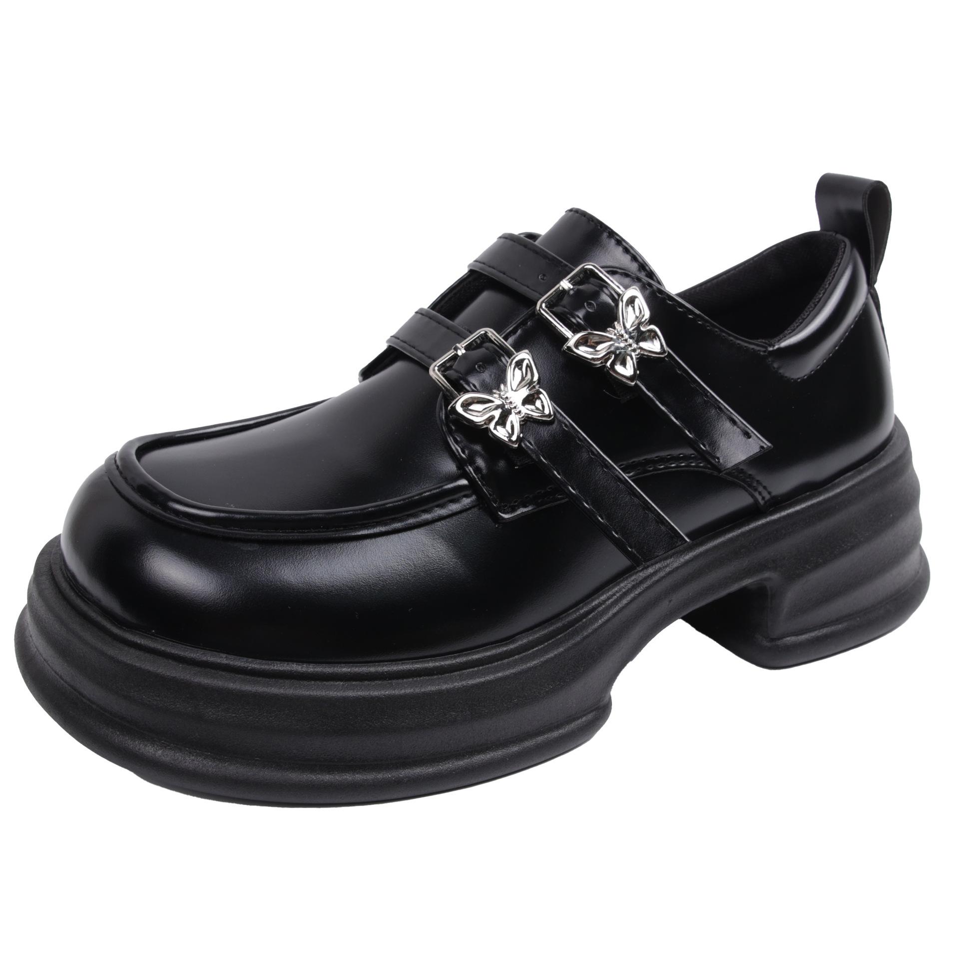 

Туфли-лодочки на платформе с металлической цепочкой, женские, черные, готические, Мэри Джейн, Лолита, женские, с пряжкой-бабочкой, лакированная кожа, JK Uniform Shoes 40 чёрный