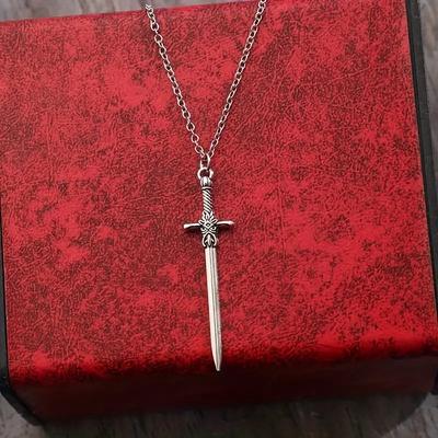Vintage Sword Pendant Necklace Punk Style Cross Zinc Alloy Unisex Jewelry