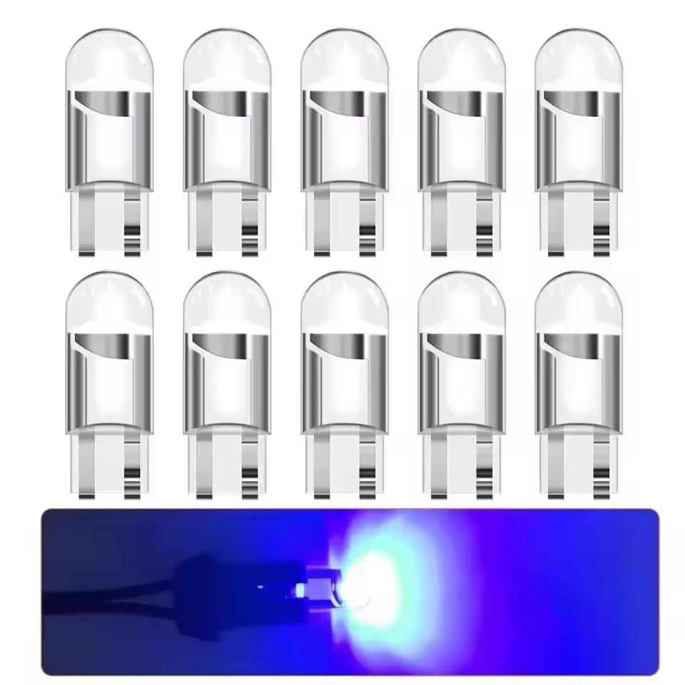 10/20pcs LED T10 W5W Canbus Glass COB 6000k Reading Dome Lamp Marker Wedge License PlateLight Bulbs 12V White Blue Red Bulbs 7