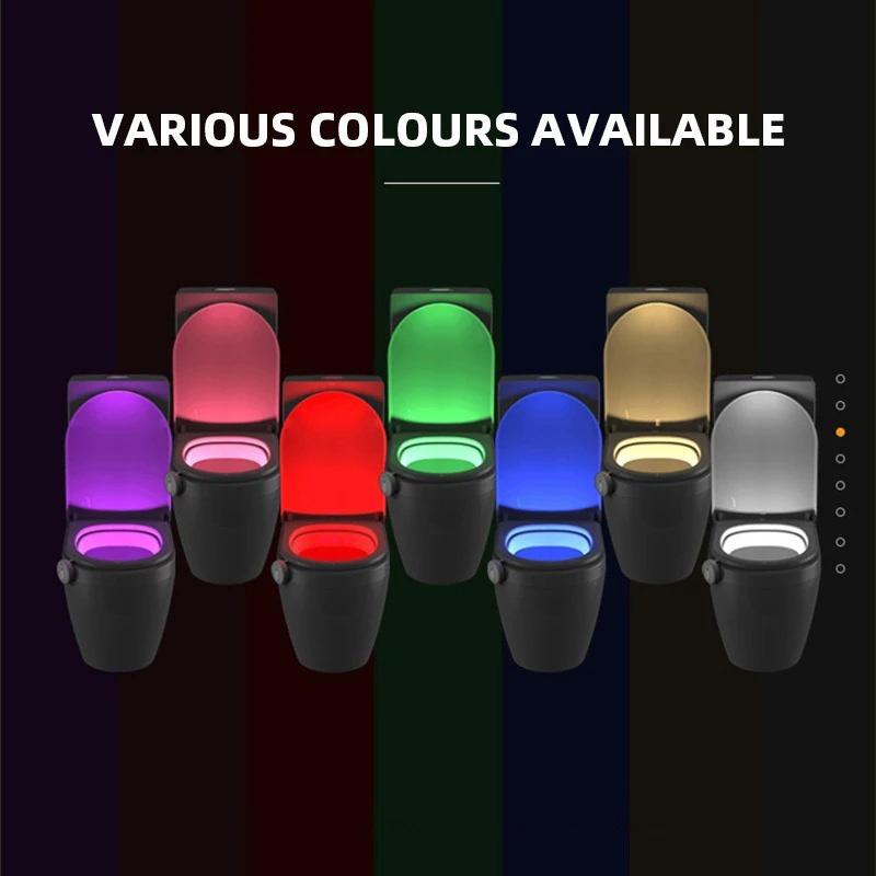 16 Colors Motion Sensing Automatic Toilet Night Light Toilet Bowl Seat Night Light Battery-Operated