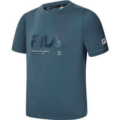 Camiseta básica minimalista esportiva fitness com gola redonda e manga curta, cor azul chá (A11M331114F-DB)