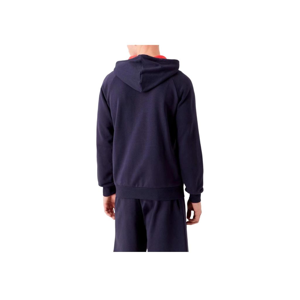 Emporio Armani Logo Patch Drawstring Hooded Zip-Up Raglan Sleeve Sweatshirt Men sweatshirt Navy-Blue 111835-3R573-48336