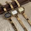 SUNLIFEX Women's Vintage Rectangular Gold Quartz Watch - Exquisite High-End Chain Wristwatch