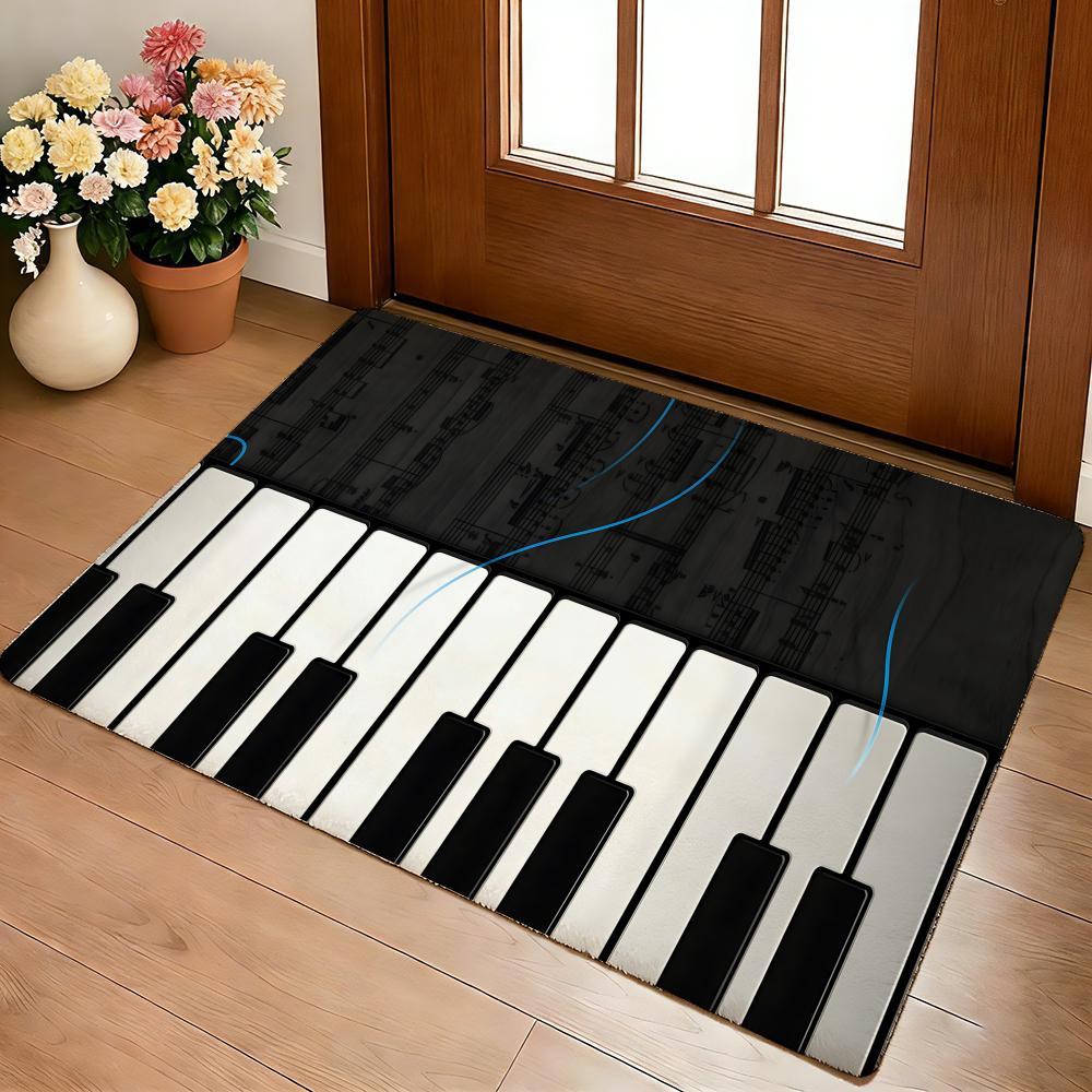 Muzieknoot Piano Patroon Vloermat Gezellige Flanel Zacht Dik Antislip Mat Voor Woonkamer Slaapkamer Keuken Decor Vloerkleden