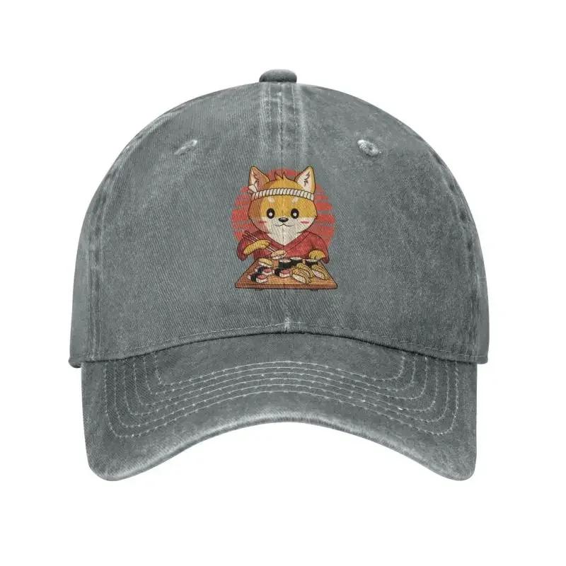 Individuelle Baumwoll Kawaii Shiba Inu Hund Baseballkappe für Männer Frauen Atmungsaktiv Lustig Essen Japanisches Sushi Anime Papa Hut Sport