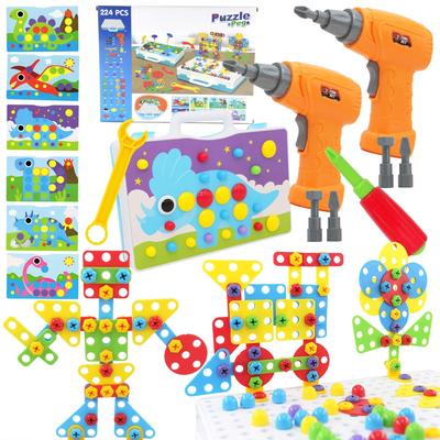 2 מקדחות חשמליות Rappy Luce צעצוע חינוכי צעצוע לבנים עשה זאת בעצמך נגרות דינוזאור יום הולדת מתנת חג המולד STEM פאזל תלת מימדי יתד 236 יחידות