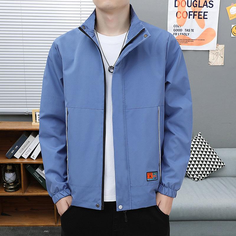 

Coat men s autumn and winter new jacket men s fleece thickened blue trend casual stand-up collar top men s clothing 5XL