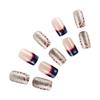 Independence Day Press on Nail Square Star False Nail 4th of July Designs Stick on Nail French Tip Nail Accesories