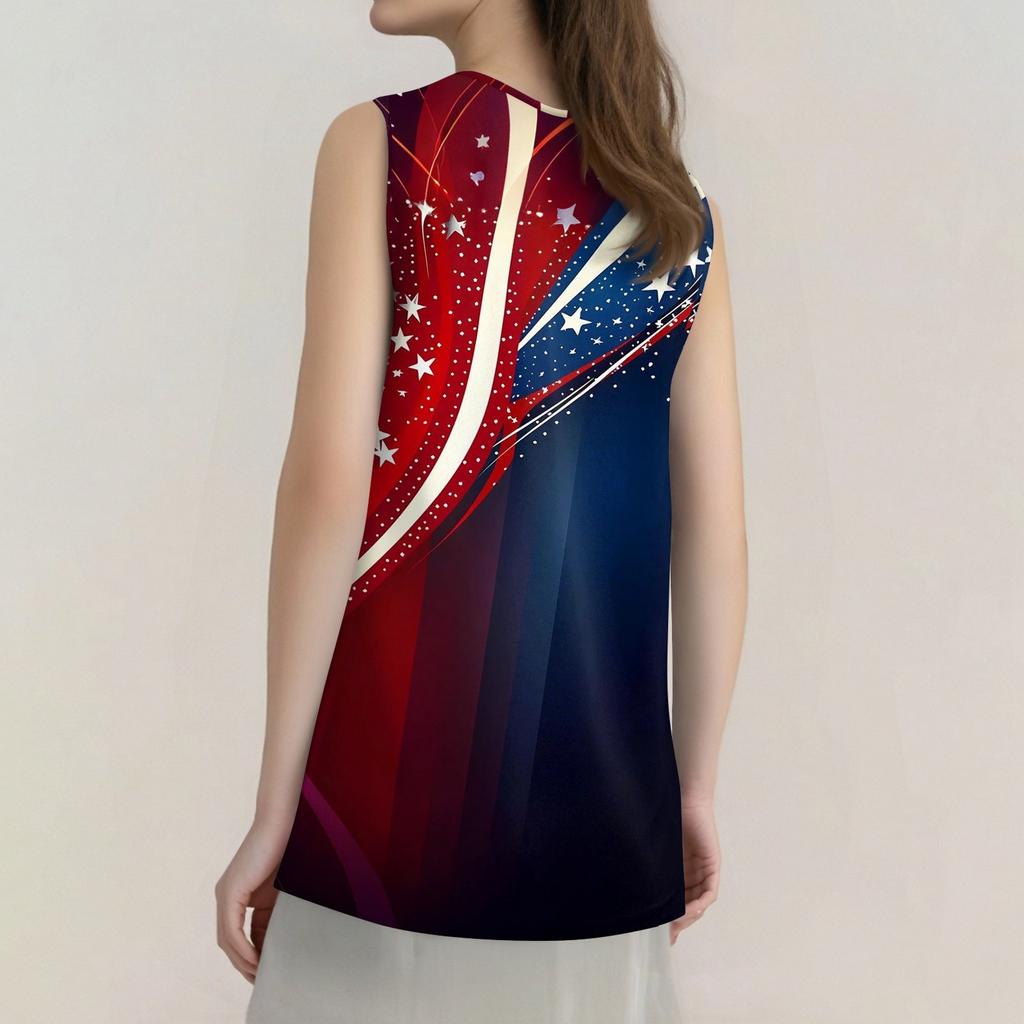 Womens Tank Top V Neck Basic Printed Casual Flowy Sleeveless Deep Side Cut Tops For Women