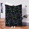 Cartoon Black Cat Pattern Flannel Printed Blanket Suitable for All Seasons Suitable for Living Room Office Sofa and Travel