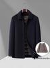 Dad's Wool-Cashmere Double-Faced Jacket with Detachable Down Liner for Autumn/Winter