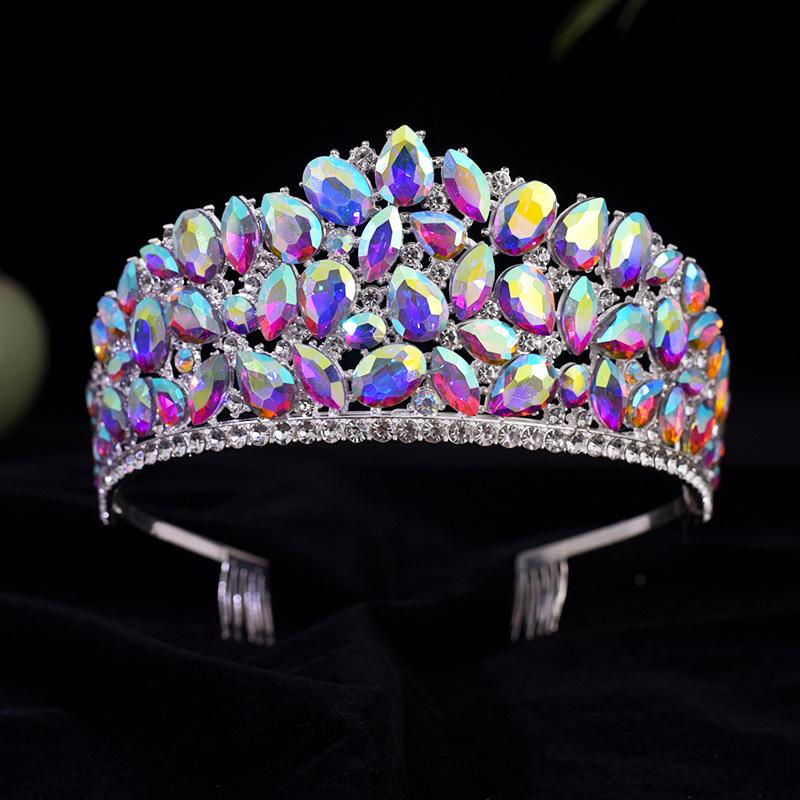 

Новая европейская и американская хрустальная свадебная корона, головной убор, роскошная корона, высокая подиумная фото, свадебная фотография, головной убор