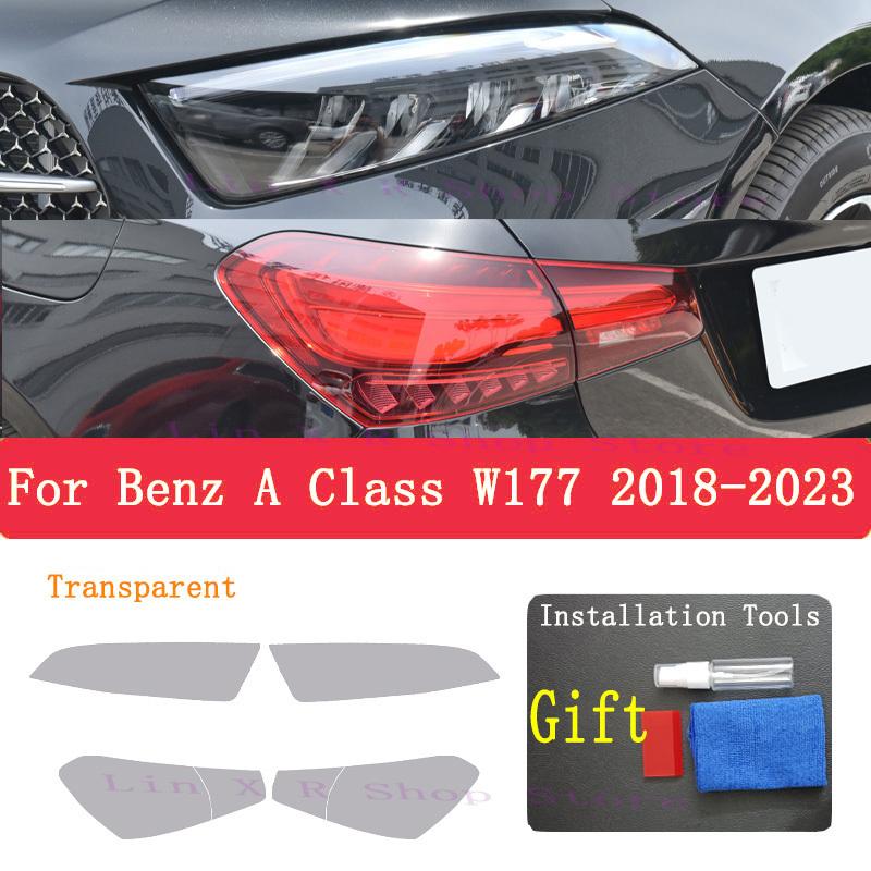 For Benz A Ciass W177 2018- TPU Car Exterior Headlights Anti-Scratch Protective Film Headlamps Repair Sticker Accessories
