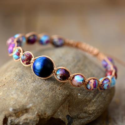 Emperor Stone Handmade Woven Friendship Bracelet, Adjustable Wristband Bracelet