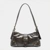 New Model Riveted Underarm Bag Retro Coffee Color French Toast Bag Y2K Spice Girl Style Buckle Shoulder Bag Small Handbag