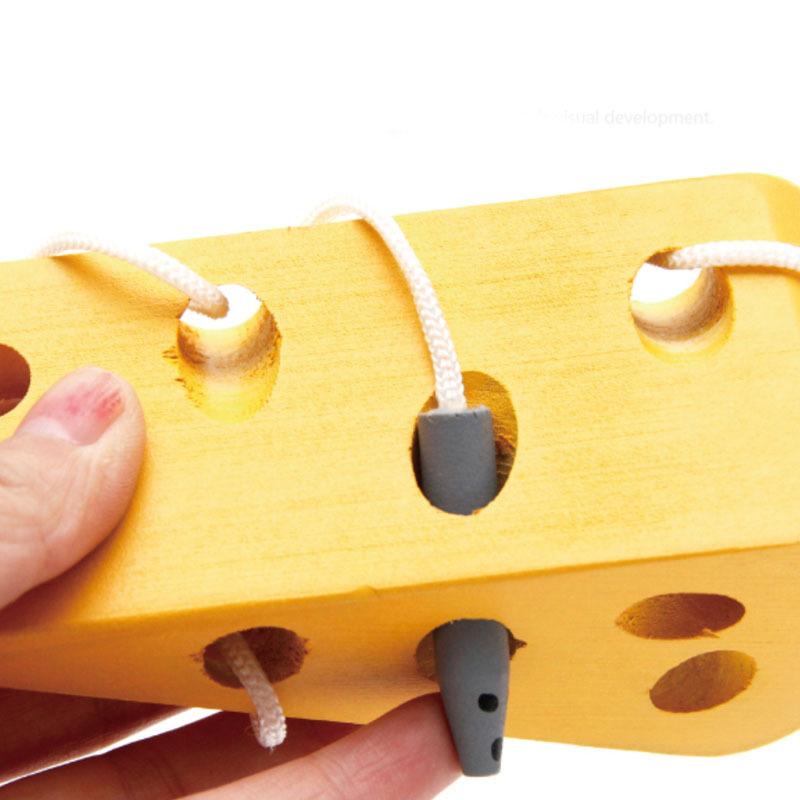Children Montessori 3D Wooden Toys 1 2 3 Years Early Learning Educational Toys Watermelon Cheese Threading Baby Puzzle Games