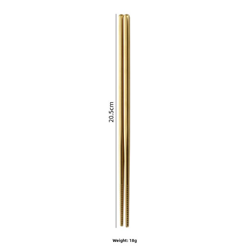 Gold-Plated Portuguese-Japanese Stainless Steel Cutlery Set: Knife, Fork, Dessert Spoon, Chopsticks, Ice Cream Spoon, Fruit Fork