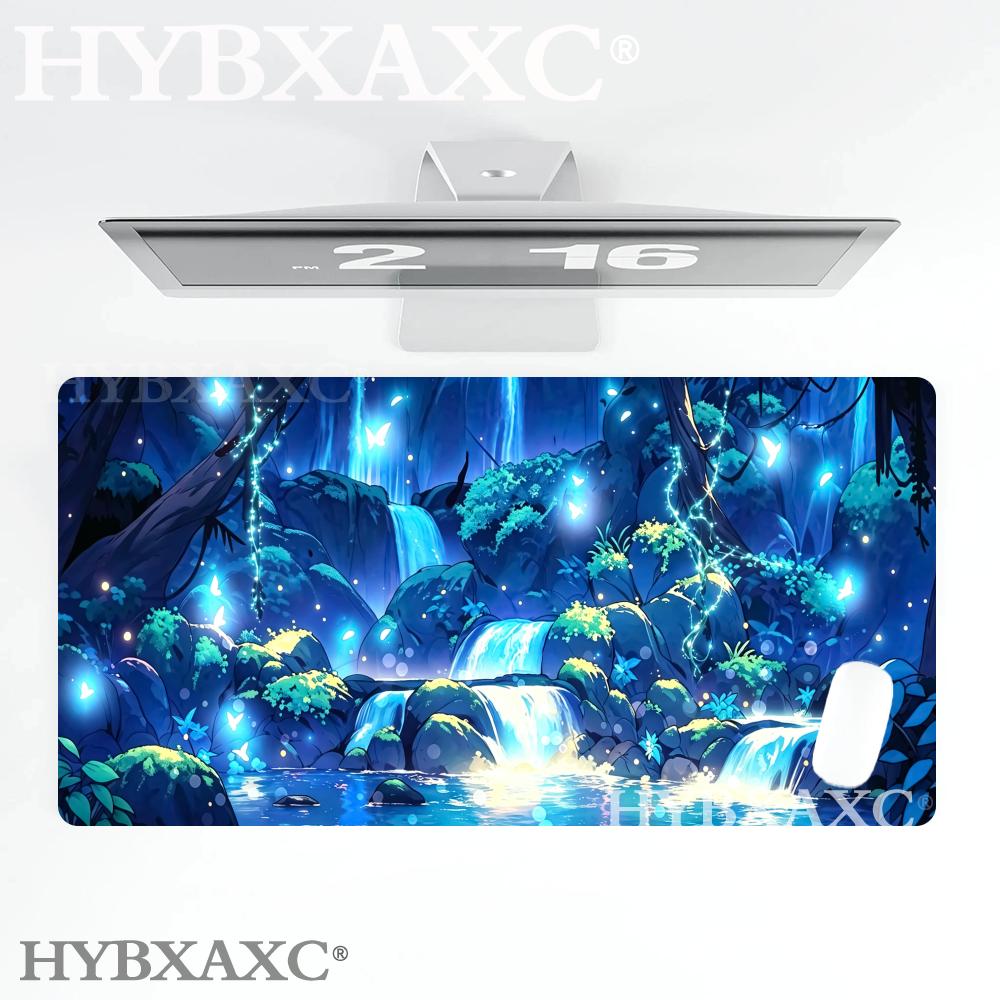 HYBXAXC Anime Glowing Waterfall Mouse Pad Fantasy Forest Desk Mat NonSlip Large Gaming Mousepad for Gamer Laptop 800x400x2mm