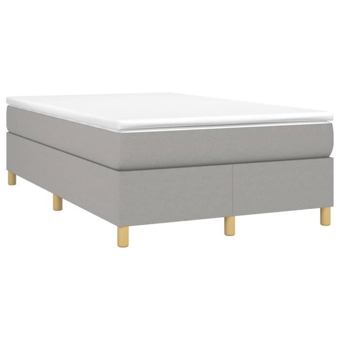 3144506 vidaXL Lit à sommier tapissier avec matelas Gris clair 120x200cm Tissu
