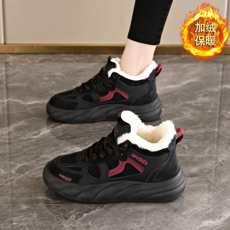 thick-soled snow boots new winter short boots casual sports shoes velvet and cotton warm high-top cotton shoes