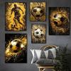 Classic Soccer Aesthetic Wall Art Abstract Black Gold Graffiti HD Canvas Painting Poster Print Home Bedroom Living Room Decor