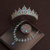 Wedding Necklace Earrings Rhinestone Set Crystal Royal Crown Wedding Princess Accessories