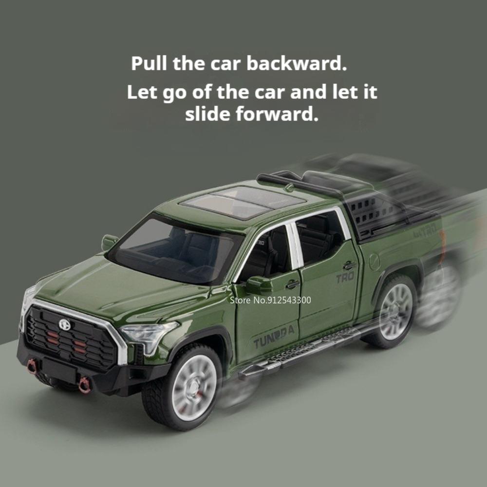 1:32 Scale Tundra MAMMOTH Pickup Model Toy Car Pull Back Sound Light Off-road Vehicle Metal Diecast Models Boys Collection