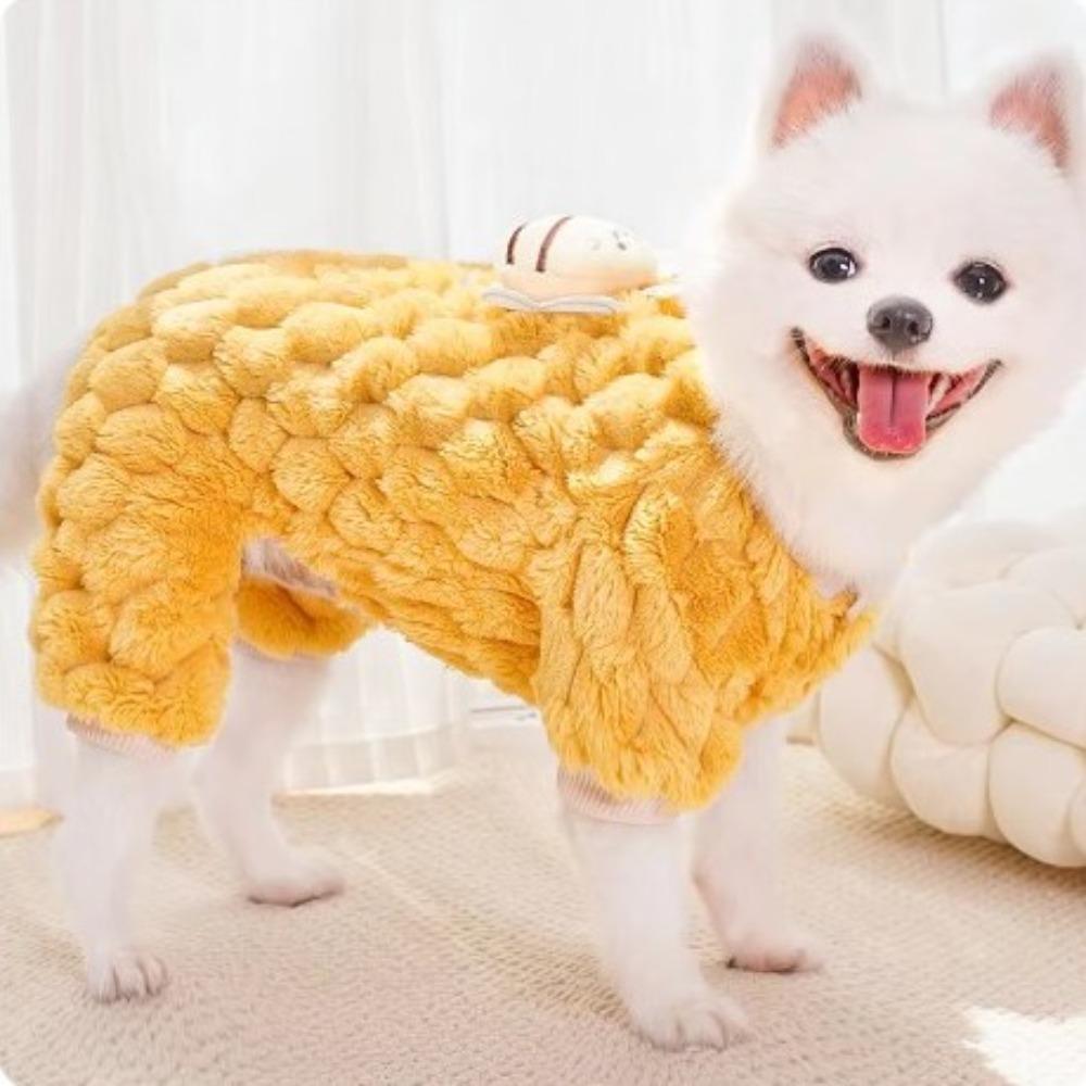 Cute Dog Winter Jumpsuit Bee Pattern Four Legged Pet Clothes Puppy Harness Coat  Kitten Clothing