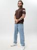 Men's Brown Jigga Wear Stripe Polo Shirt L